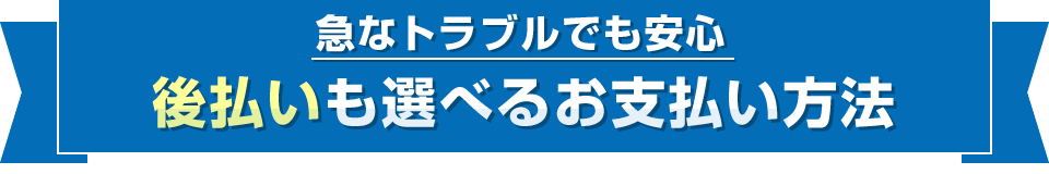 後払いも選べるお支払い方法
